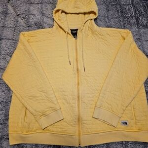 The Northface Women's Quilted Canary Yellow Zip Up Hoodie 3XL
